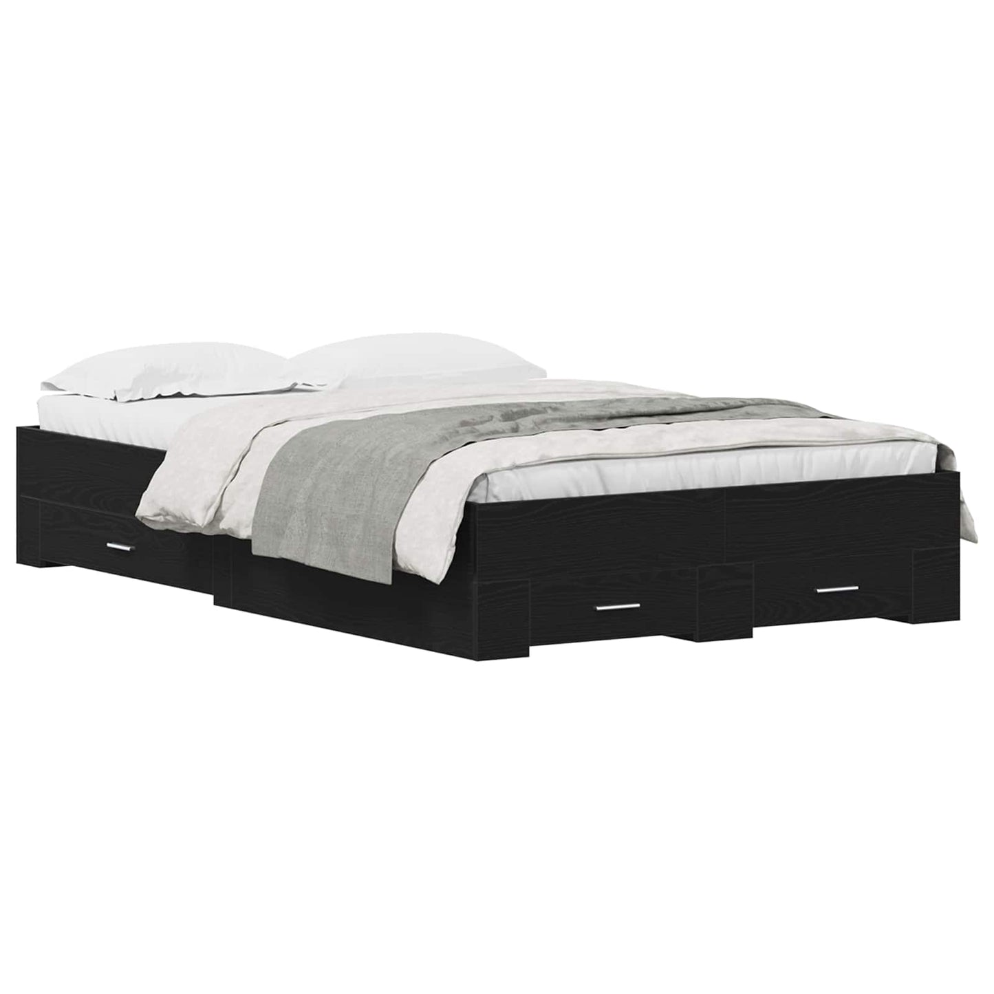 Struttura del letto Rovere Nero 120 x 200 cm Legno multistrato | homemem39