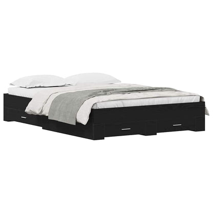 Telaio del letto con cassetti Rovere nero 140 x 190 cm
