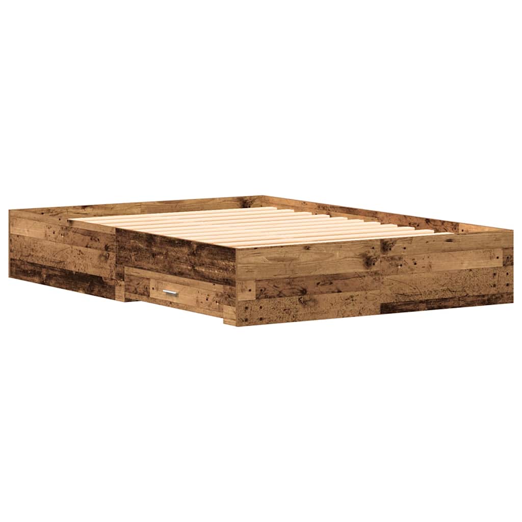 Telaio del letto con cassetti Legno vecchio 135 x 190 cm - homemem39
