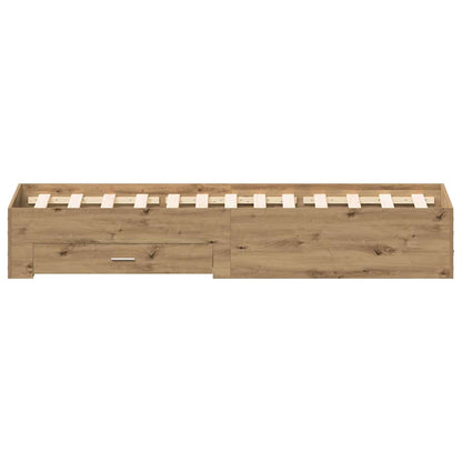 Telaio del letto con cassetti rovere artigianale 120 x 190 cm