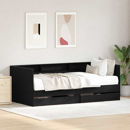 Daybed con testiera Rovere Nero 100 x 200 cm Legno multistrato