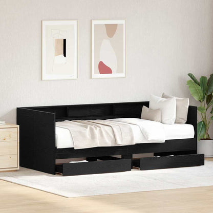 Daybed con testiera Rovere Nero 100 x 200 cm Legno multistrato