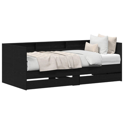 Daybed con testiera Rovere Nero 100 x 200 cm Legno multistrato