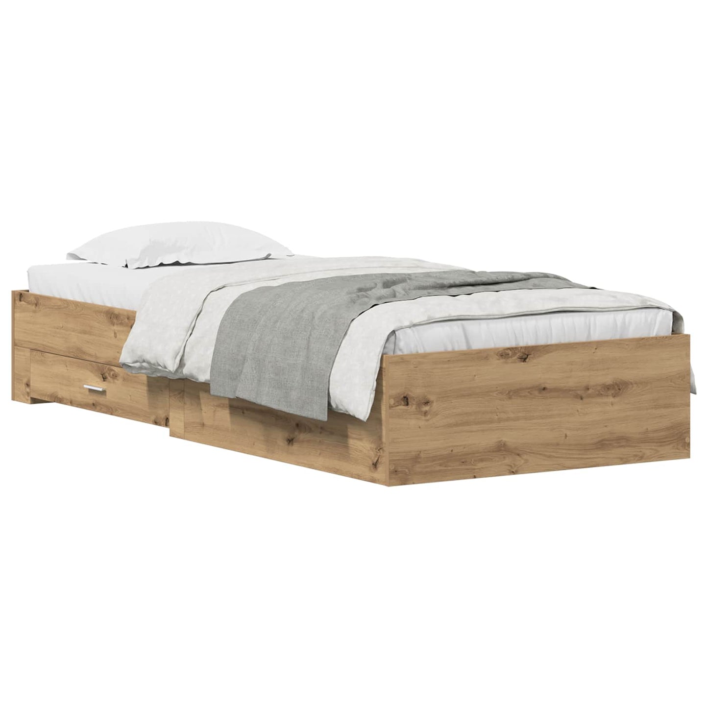 Struttura del letto con cassetto Rovere artigianale 90 x 200 cm | homemem39