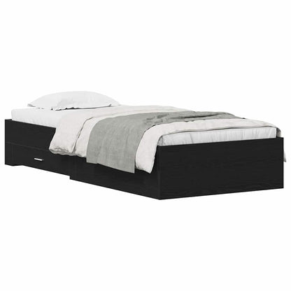 Telaio del letto con cassetti Rovere nero 90 x 200 cm