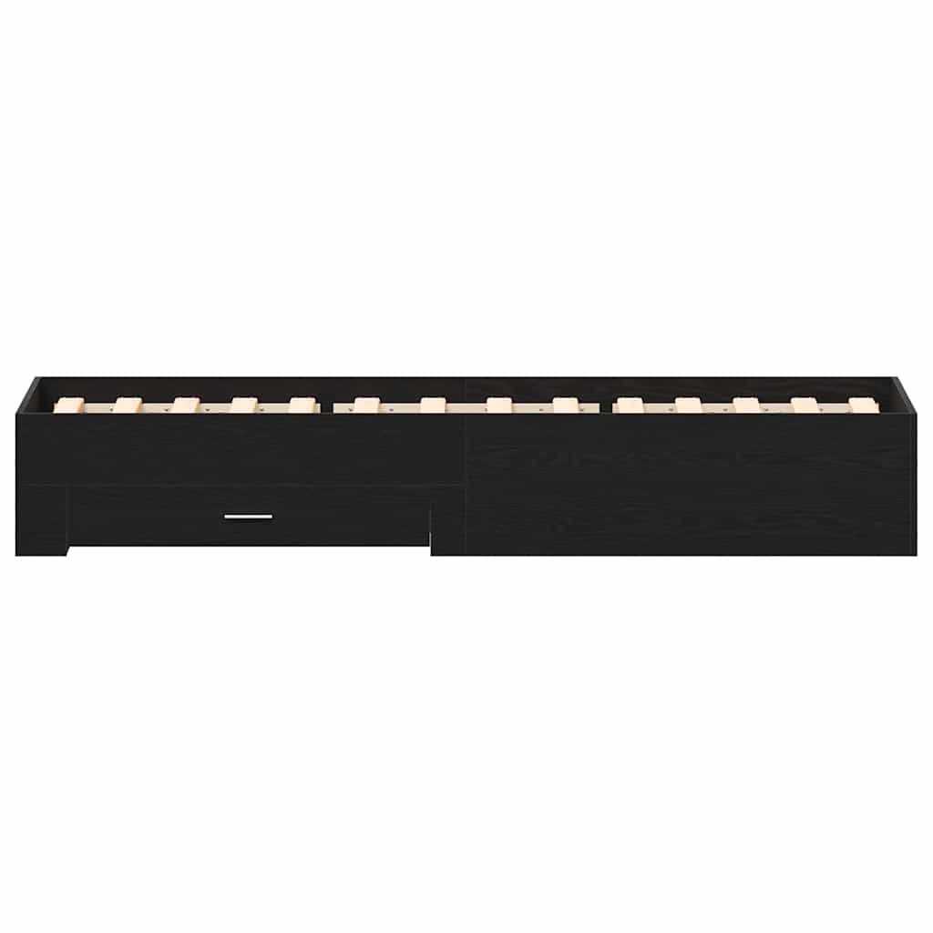 Telaio del letto con cassetti Rovere nero 90 x 200 cm