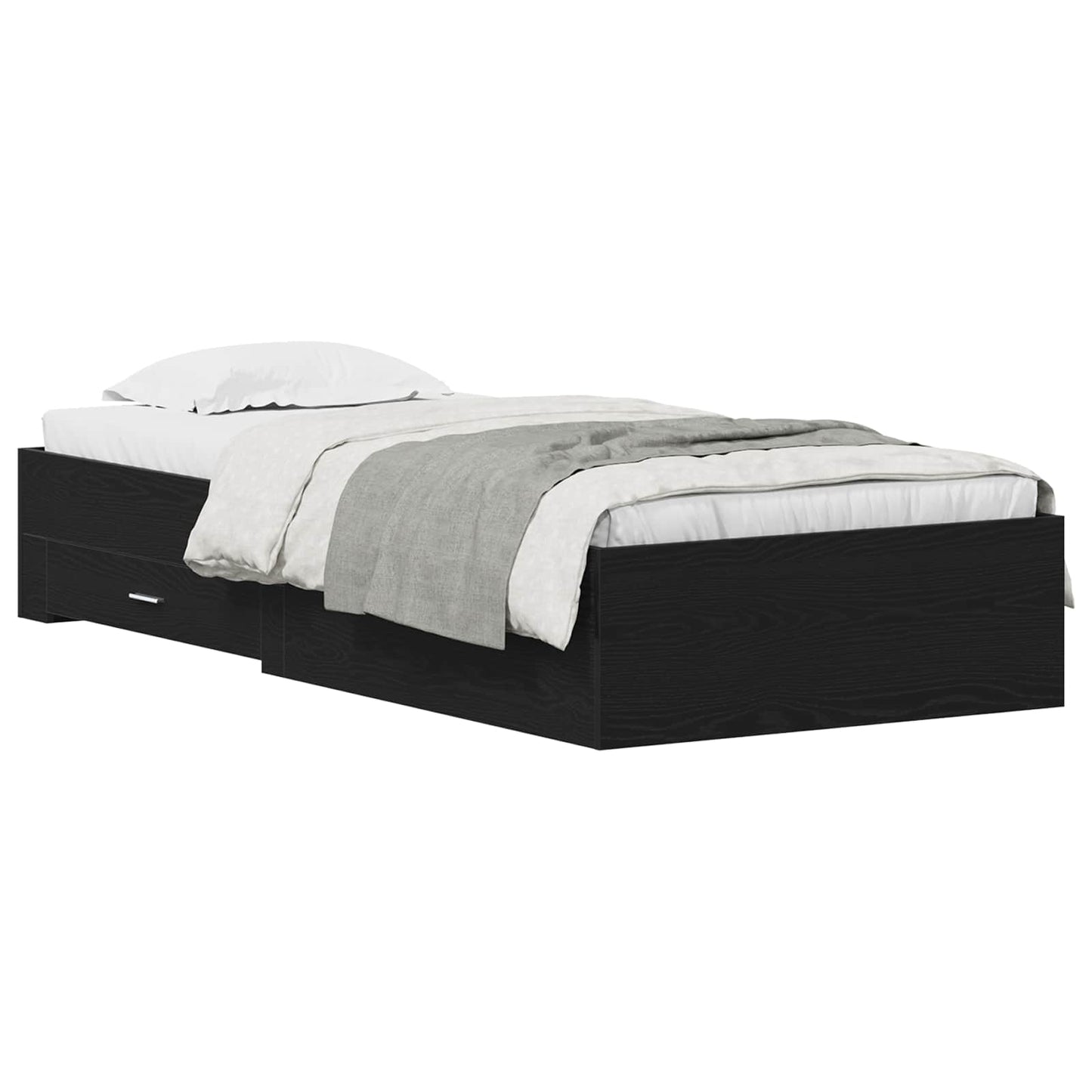 Struttura del letto Rovere Nero 90 x 190 cm Legno multistrato | homemem39