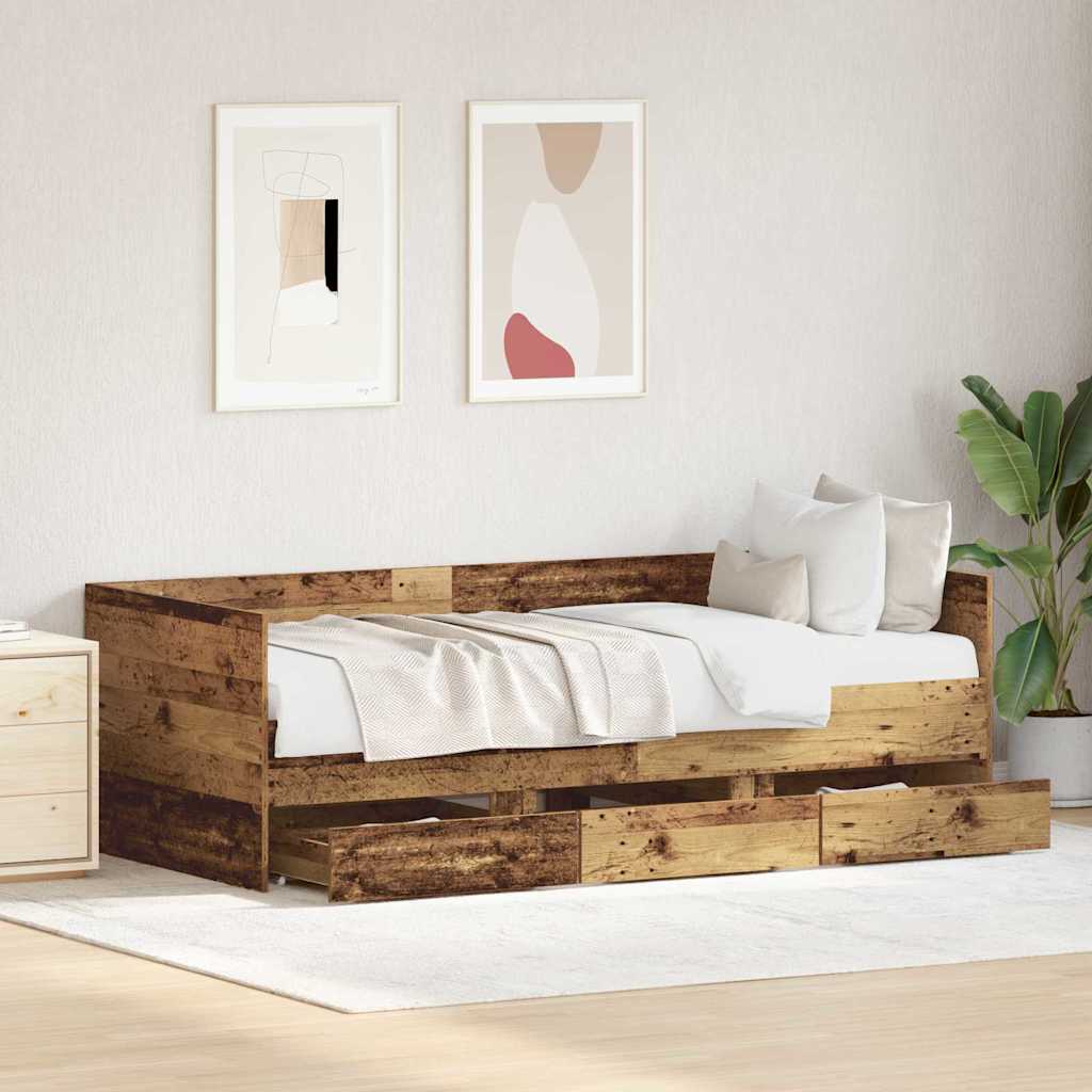 Daybed con testiera Legno vecchio 90 x 200 cm Legno multistrato | homemem39