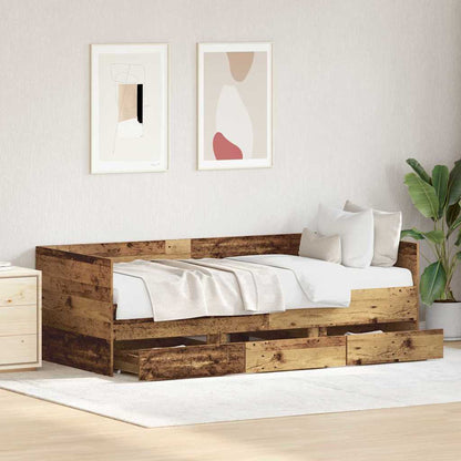 Struttura di daybed con cassetti Legno vecchio 90 x 200 cm