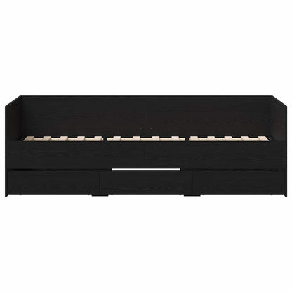 Daybed con testiera Rovere Nero 90 x 200 cm Legno multistrato
