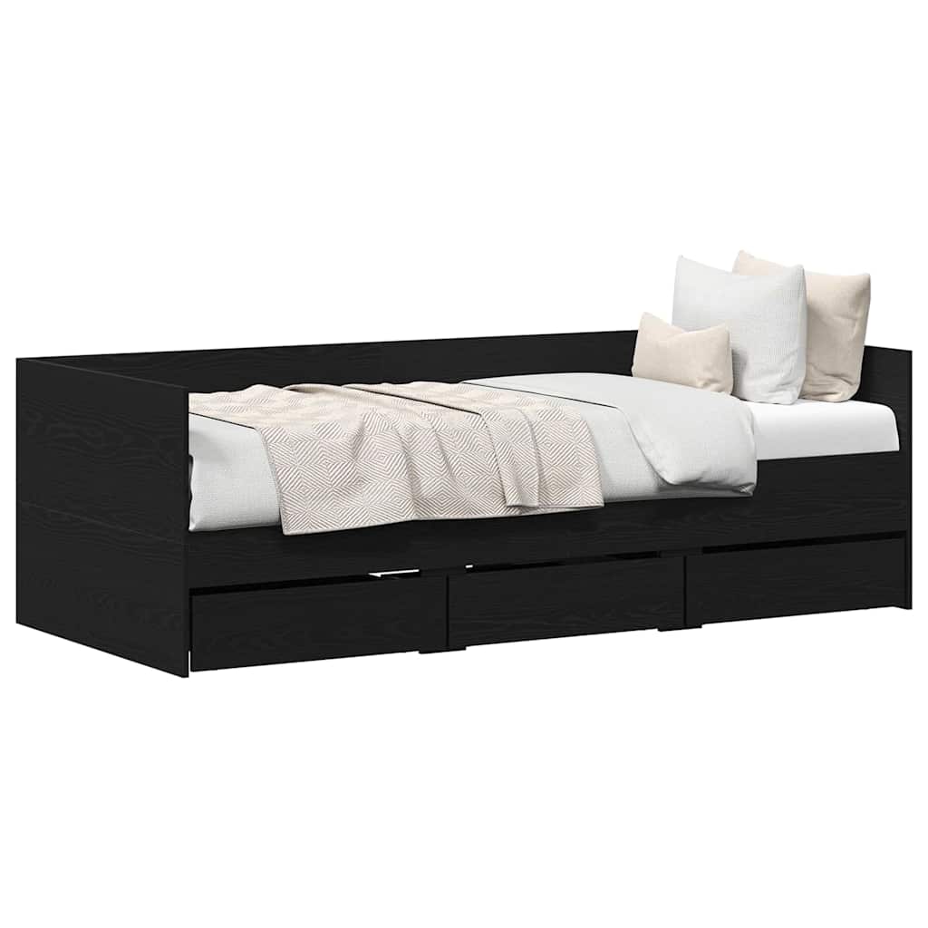 Struttura di daybed con cassetti Rovere nero 90 x 200 cm