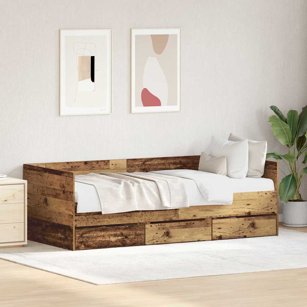 Daybed con testiera Legno vecchio 90 x 190 cm Legno multistrato