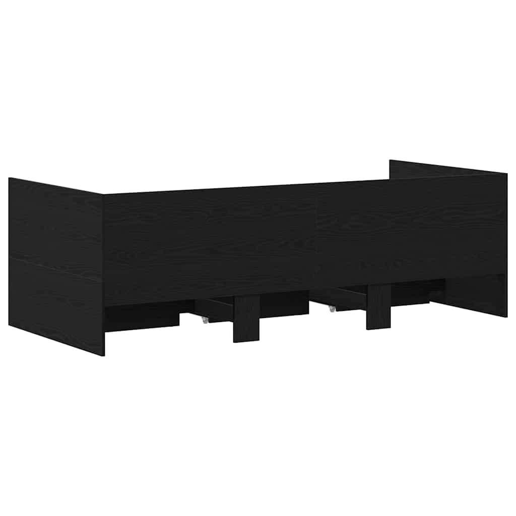 Struttura di daybed con cassetti Rovere nero 90 x 190 cm