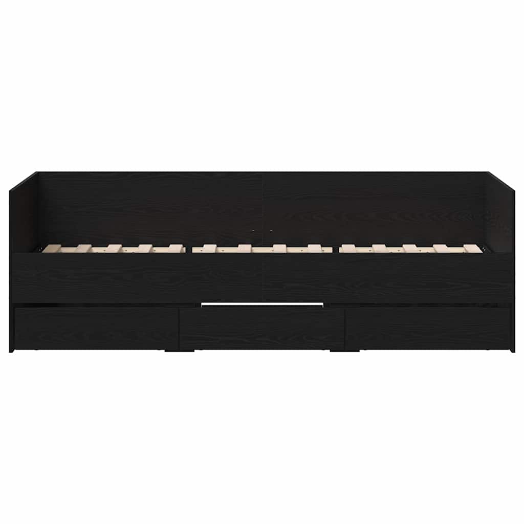 Struttura di daybed con cassetti Rovere nero 90 x 190 cm