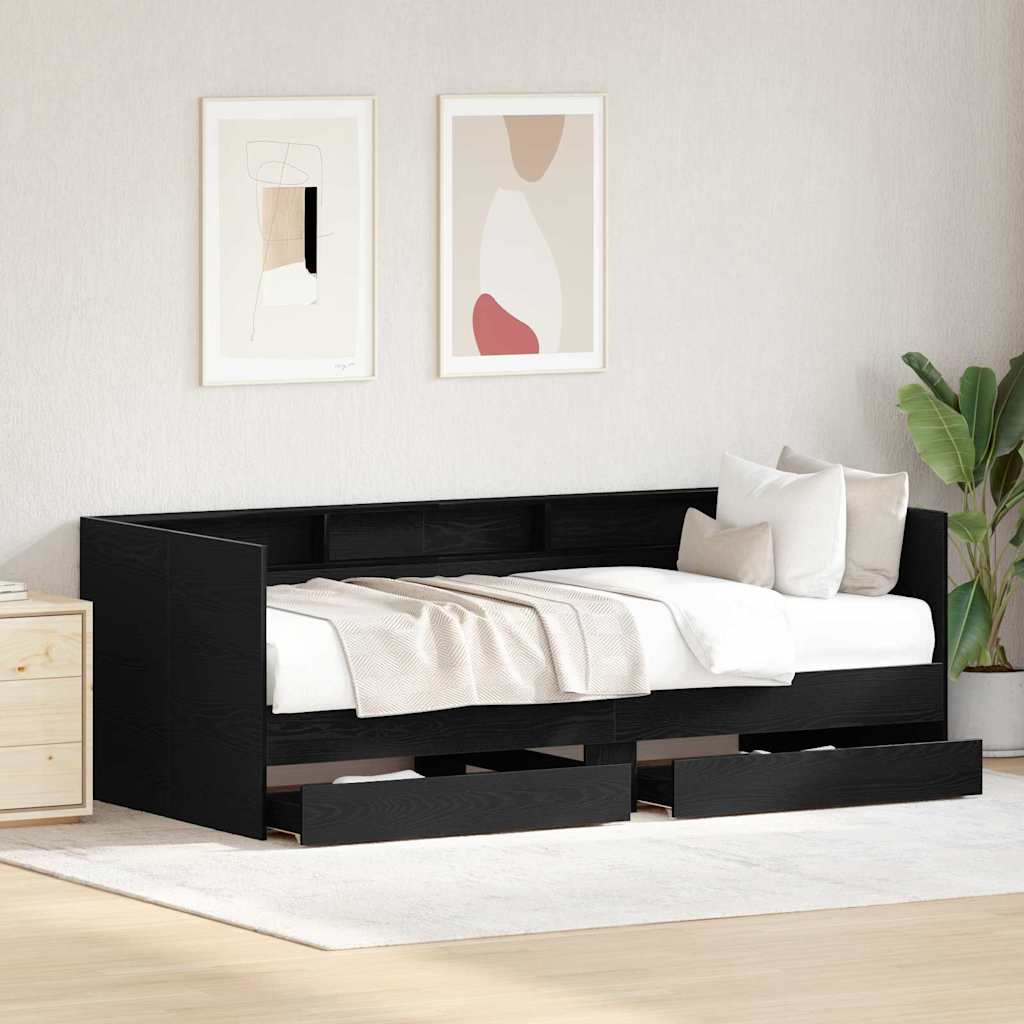 Daybed con testiera Rovere Nero 90 x 200 cm Legno multistrato