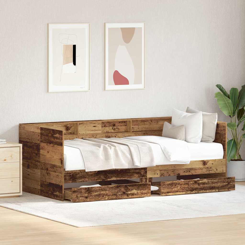 Daybed con testiera Legno vecchio 75 x 190 cm Legno multistrato