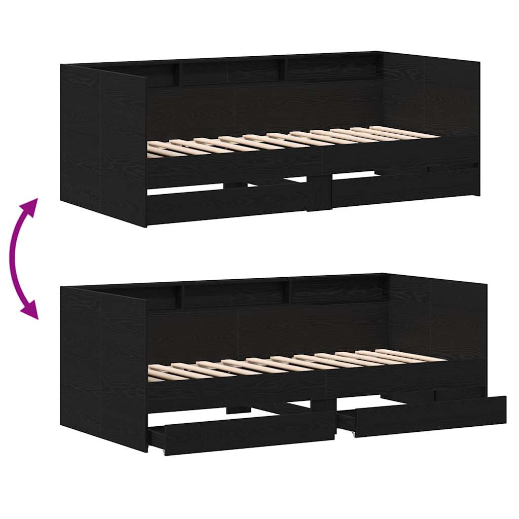 Daybed con testiera Rovere Nero 75 x 190 cm Legno multistrato | homemem39