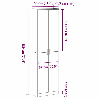 Guardaroba con lo scaffale rovere artigianale 55 x 25 x 189 cm