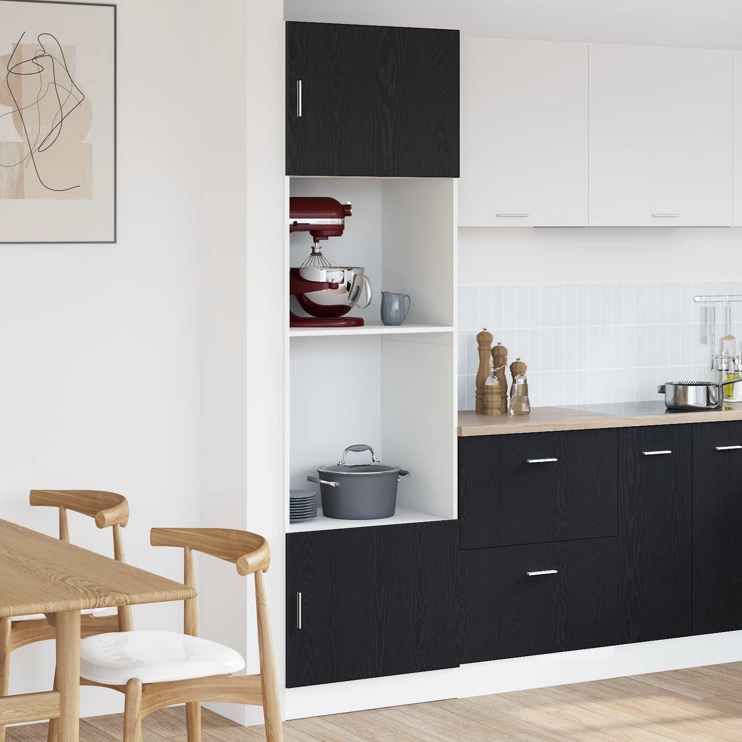 Armadio pensile Rovere Nero 60 x 57 x 207 cm Legno multistrato | homemem39