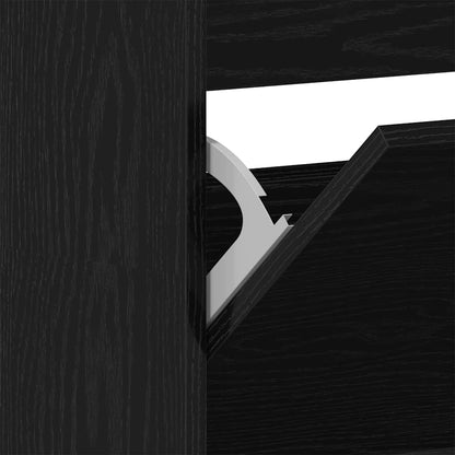 Armadio per Scarpe con porta Rovere nero 80 x 21 x 163.5 cm