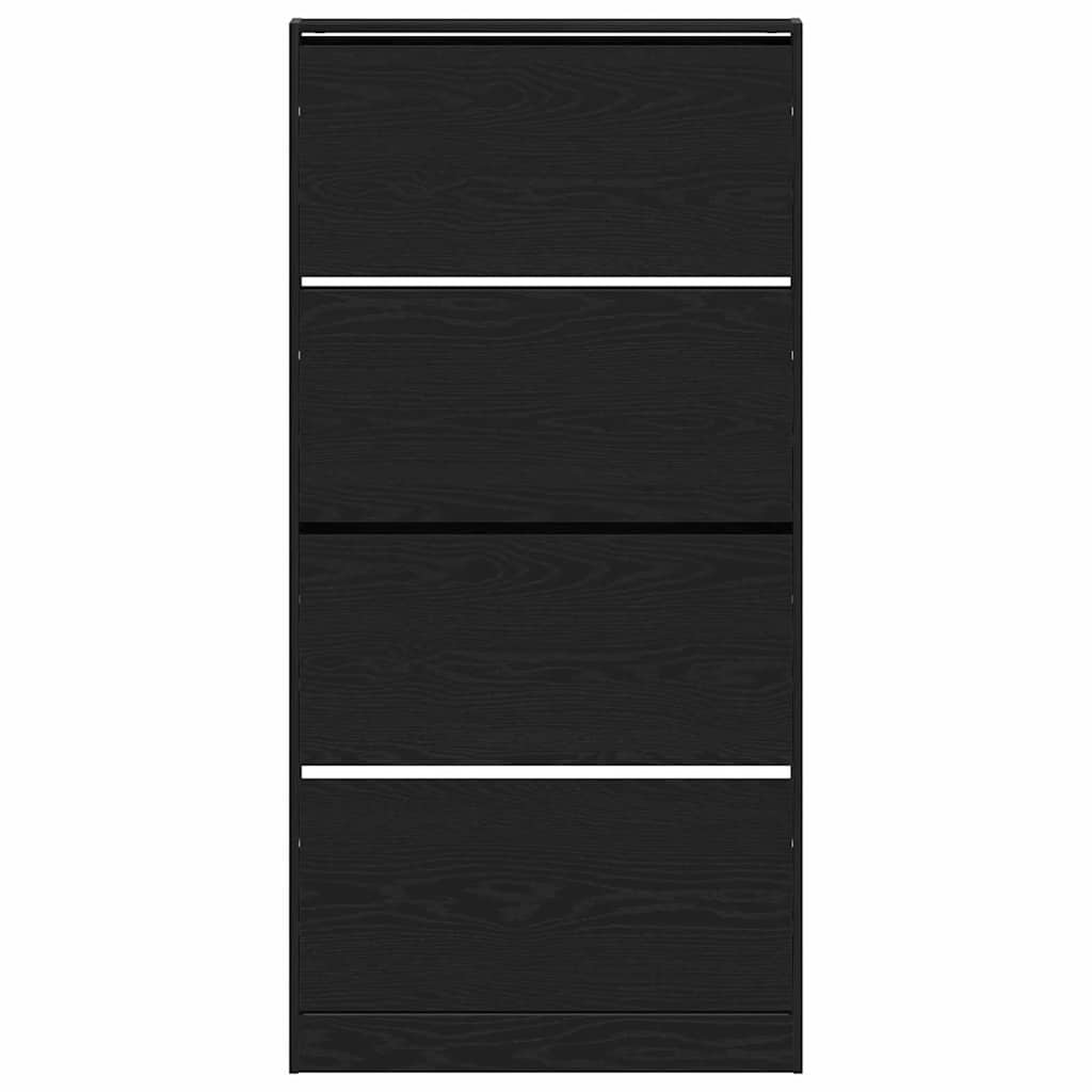 Armadio per Scarpe con porta Rovere nero 80 x 21 x 163.5 cm