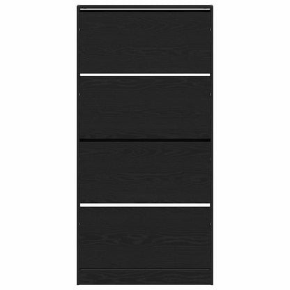 Armadio per Scarpe con porta Rovere nero 80 x 21 x 163.5 cm