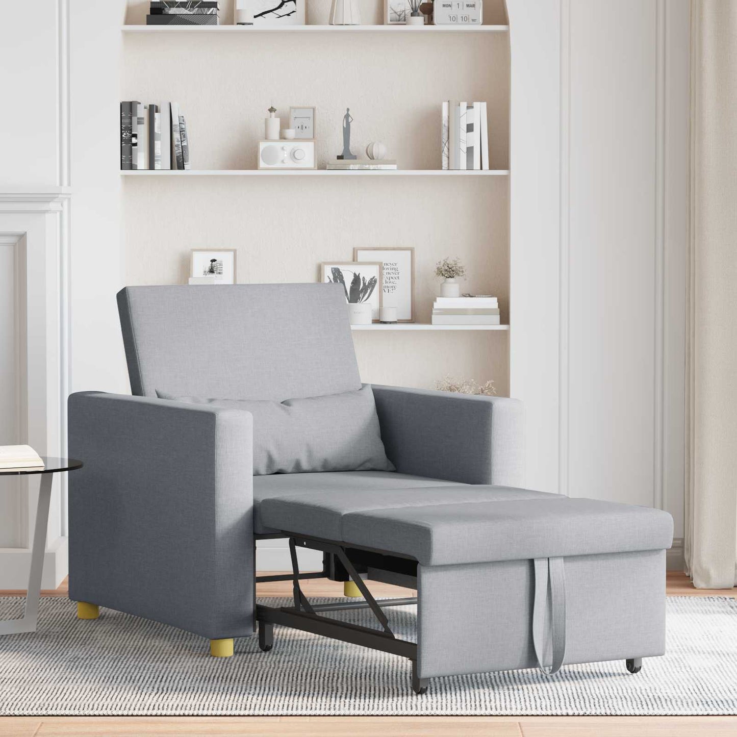 Divano letto estraibile singolo Grigio chiaro 90 x 165 x 87 cm | homemem39