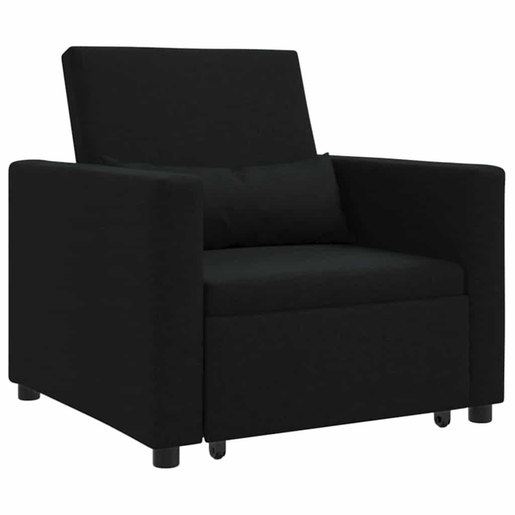 Divano Letto Singolo con ruote Nero 90 x 165 x 87 cm Tessuto