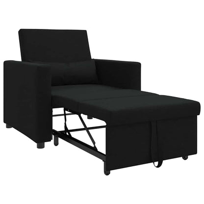 Divano Letto Singolo con ruote Nero 90 x 165 x 87 cm Tessuto