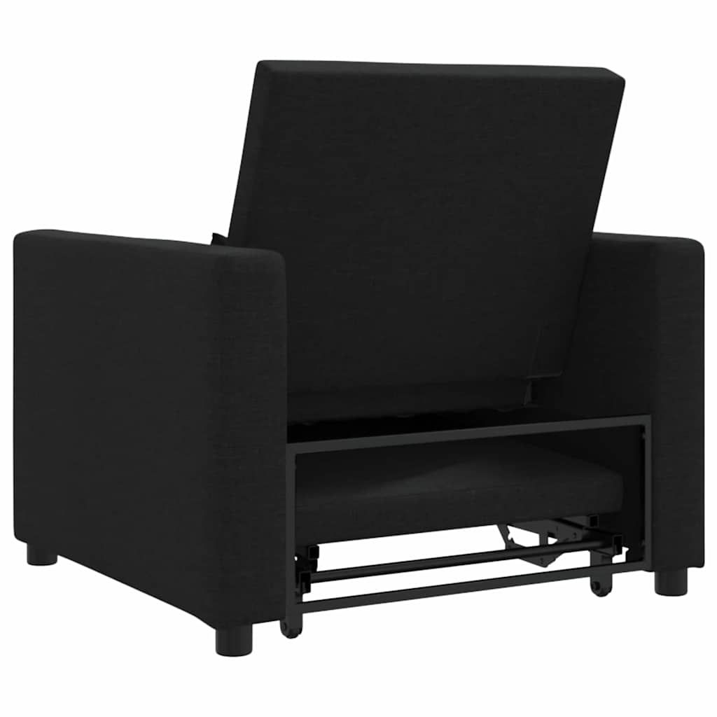 Divano Letto Singolo con ruote Nero 90 x 165 x 87 cm Tessuto