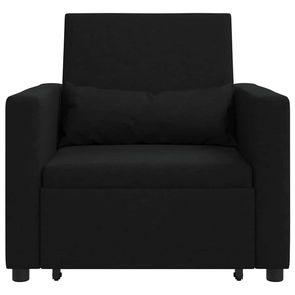 Divano Letto Singolo con ruote Nero 90 x 165 x 87 cm Tessuto