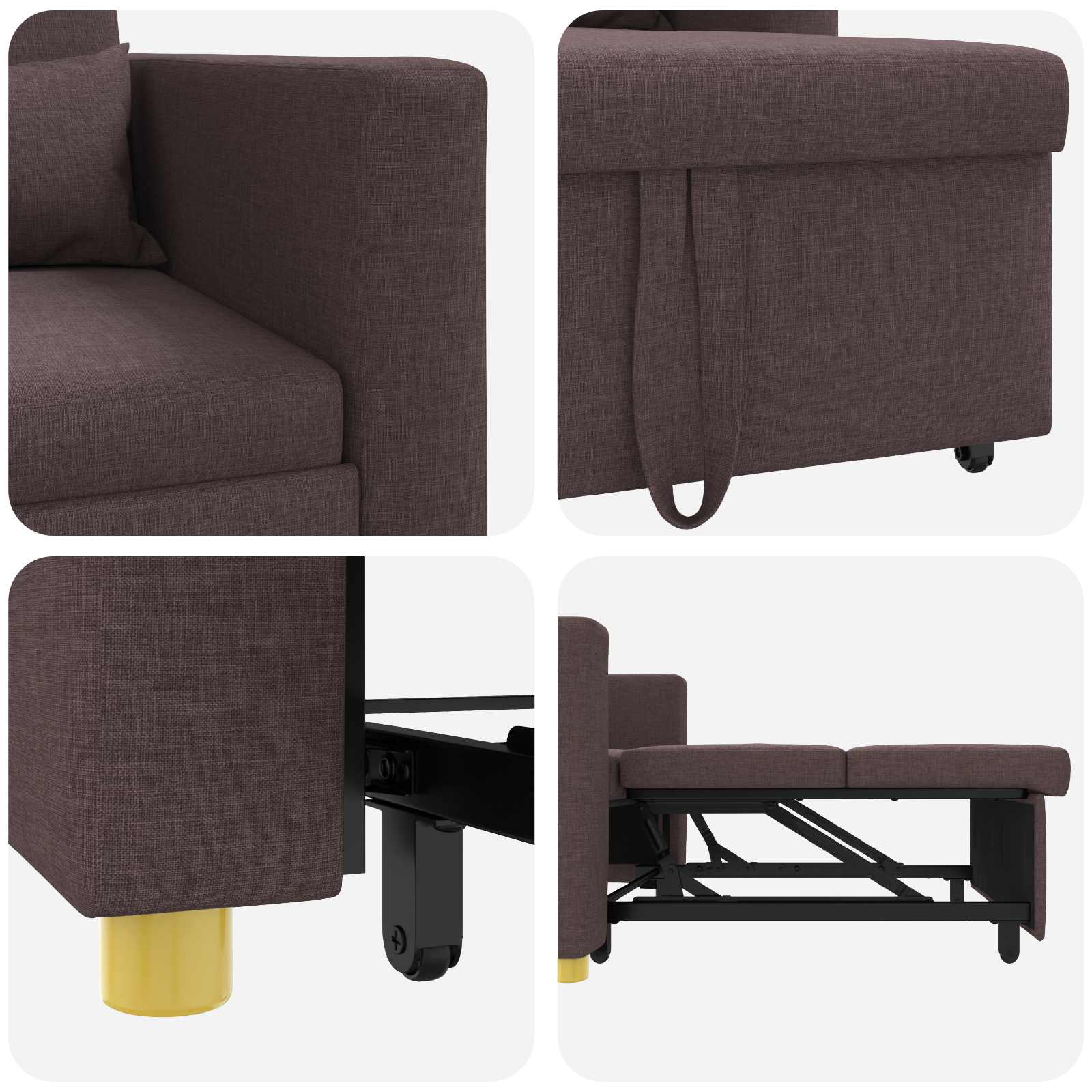 Divano letto estraibile singolo Marrone scuro 90 x 165 x 87 cm | homemem39