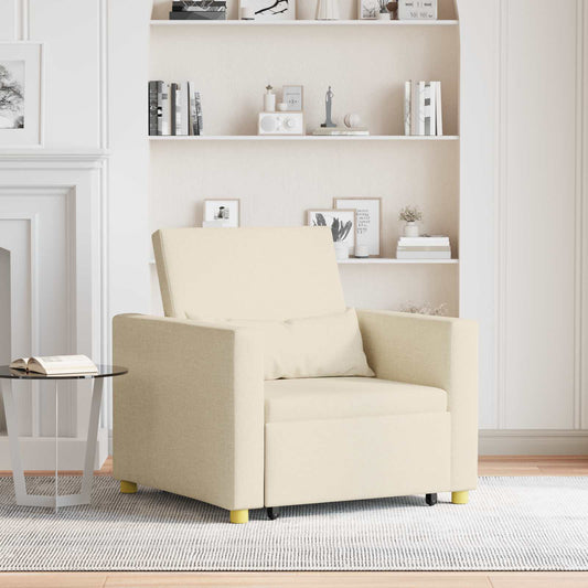 Divano letto estraibile singolo Crema 90 x 165 x 87 cm Tessuto
