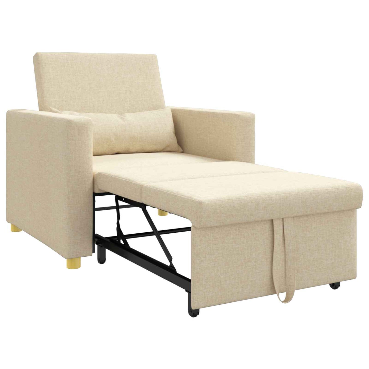 Divano letto estraibile singolo Crema 90 x 165 x 87 cm Tessuto