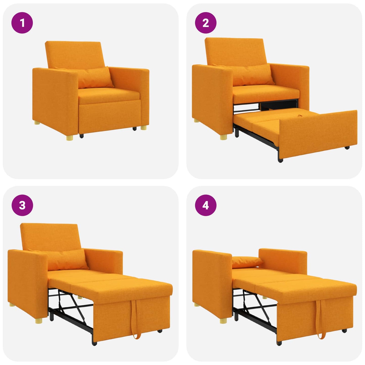Divano letto estraibile singolo Giallo scuro 90 x 165 x 87 cm | homemem39