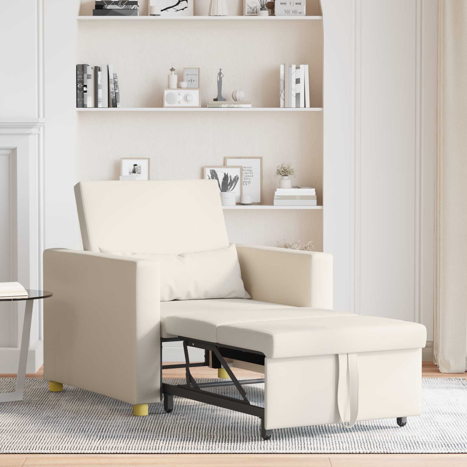 Divano letto estraibile singolo Bianco crema 90 x 165 x 87 cm | homemem39