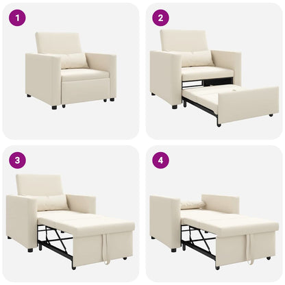 Divano Letto Singolo Bianco crema 90 x 165 x 87 cm Tessuto