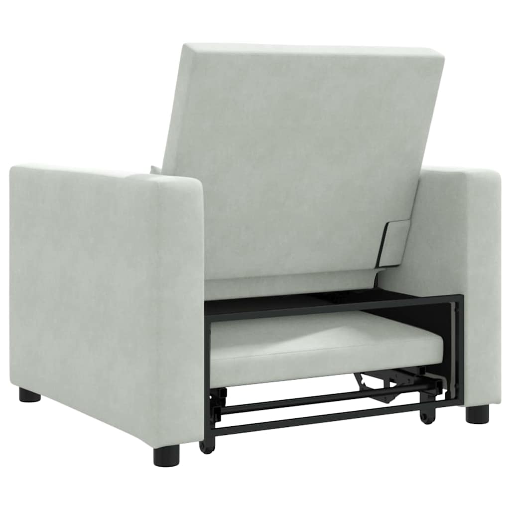 Divano Letto Singolo Grigio chiaro 90 x 165 x 87 cm Velluto
