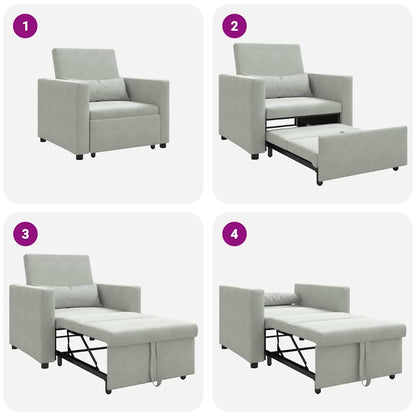 Divano Letto Singolo Grigio chiaro 90 x 165 x 87 cm Velluto