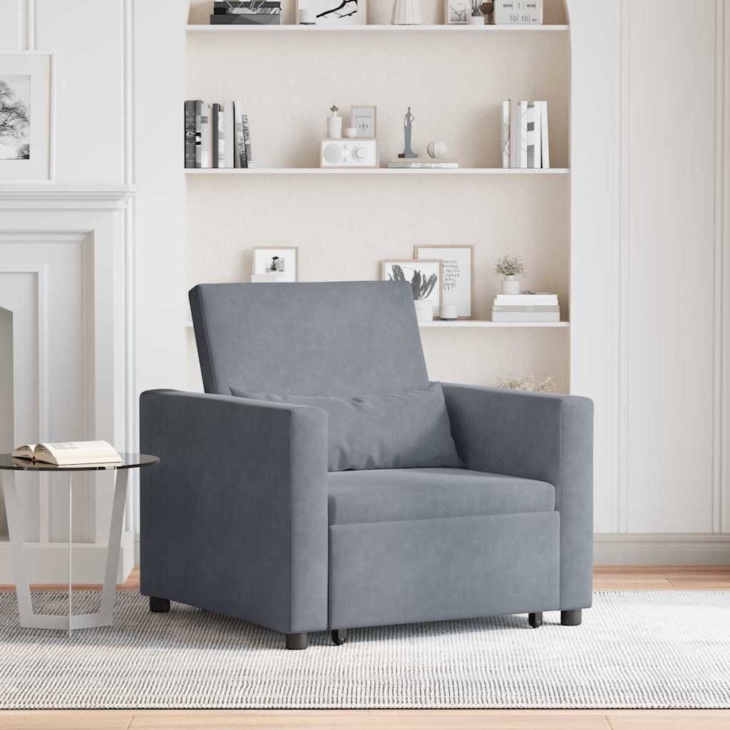 Divano Letto Singolo Grigio scuro 90 x 165 x 87 cm Velluto