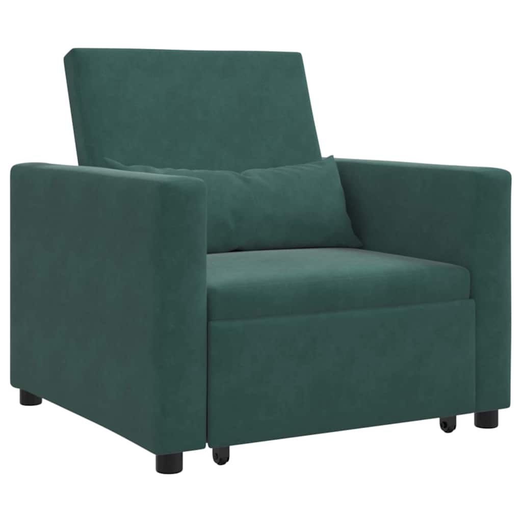 Divano Letto Singolo Verde scuro 90 x 165 x 87 cm Velluto