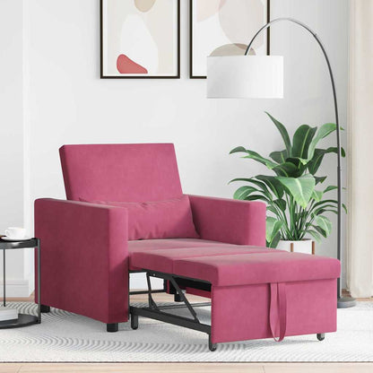 Divano Letto Singolo Rosso vino 90 x 165 x 87 cm Velluto