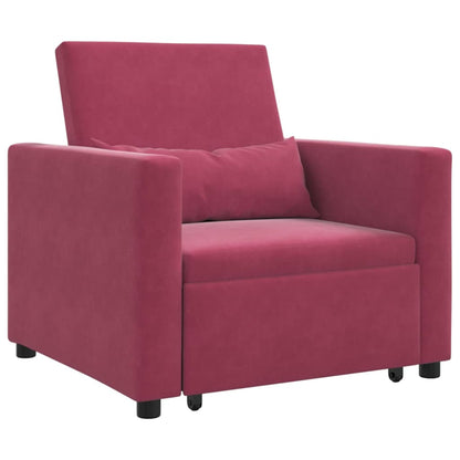 Divano Letto Singolo Rosso vino 90 x 165 x 87 cm Velluto