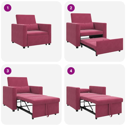 Divano Letto Singolo Rosso vino 90 x 165 x 87 cm Velluto