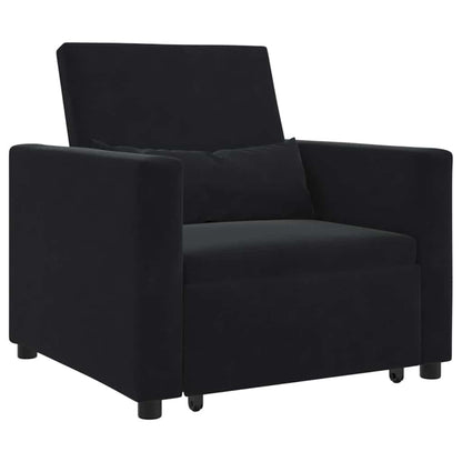 Divano Letto Singolo con ruote Nero 90 x 165 x 87 cm Velluto