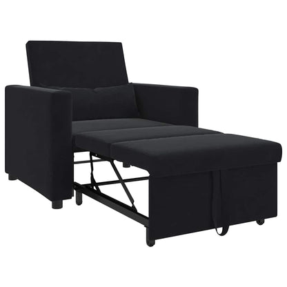 Divano Letto Singolo con ruote Nero 90 x 165 x 87 cm Velluto