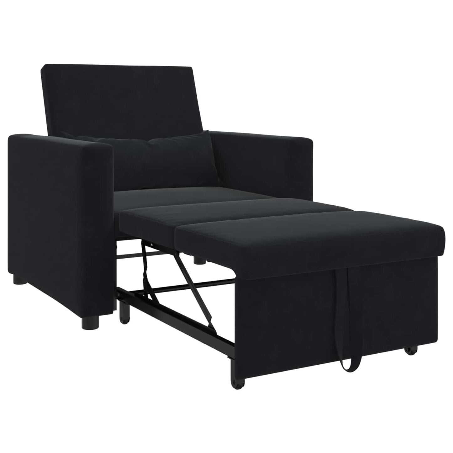 Divano letto estraibile singolo Nero 90 x 165 x 87 cm Velluto