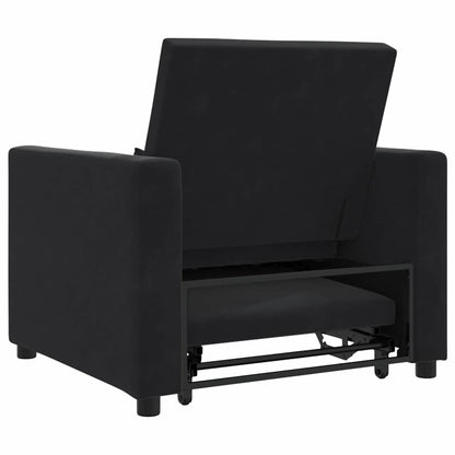 Divano Letto Singolo con ruote Nero 90 x 165 x 87 cm Velluto