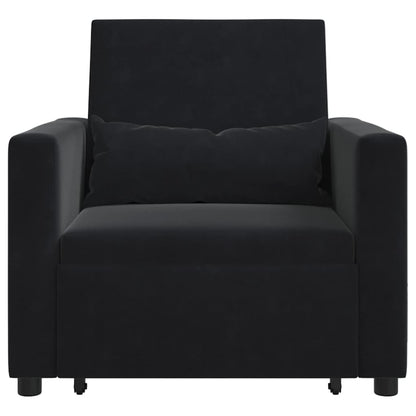 Divano Letto Singolo con ruote Nero 90 x 165 x 87 cm Velluto