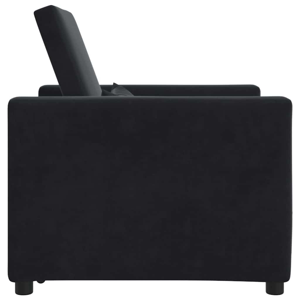 Divano Letto Singolo con ruote Nero 90 x 165 x 87 cm Velluto
